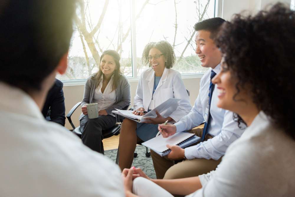 Group discussion in a healthcare compliance consultation