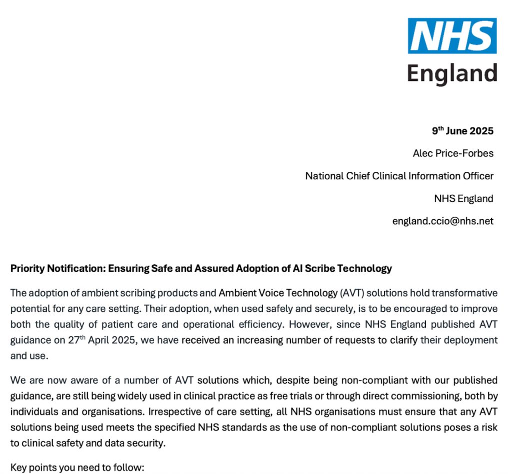 Regulatory Guidance Regulatory Guidance for Ambient Voice Technologies in the NHS Regulatory Guidance